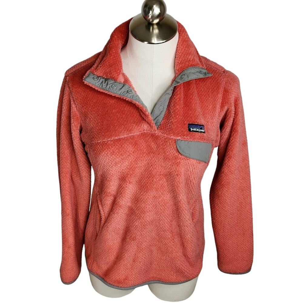 Patagonia Re-Tool Snap T Fleece Pullover‎ Womens Small Coral Orange Gray